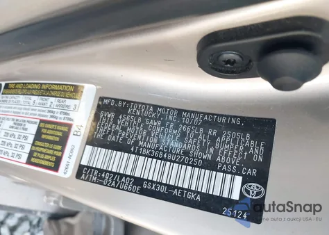 2008 Toyota Avalon Xls z USA, uszkodzony, nr VIN 4T1BK36B48U270250